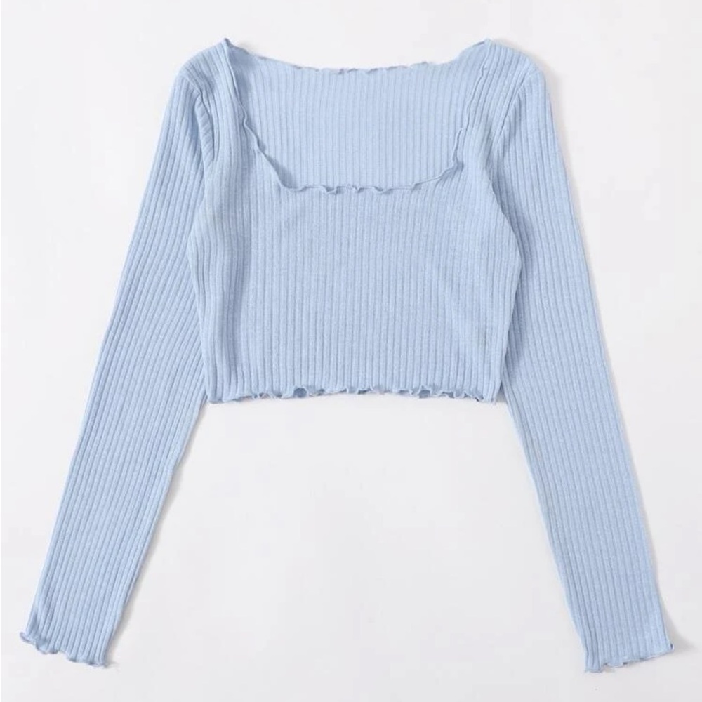 Baby Blue Rib Knit Long Sleeve